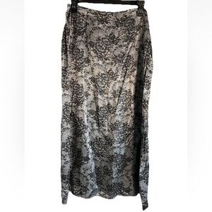 Anise Black Skirt Womens 32” Waist Midi Floral Silky Y2K Whimsygoth